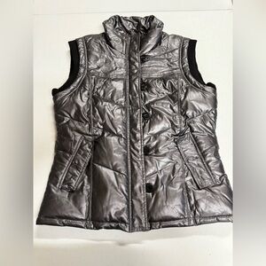 Women's Shiny Silver Quilted Vest